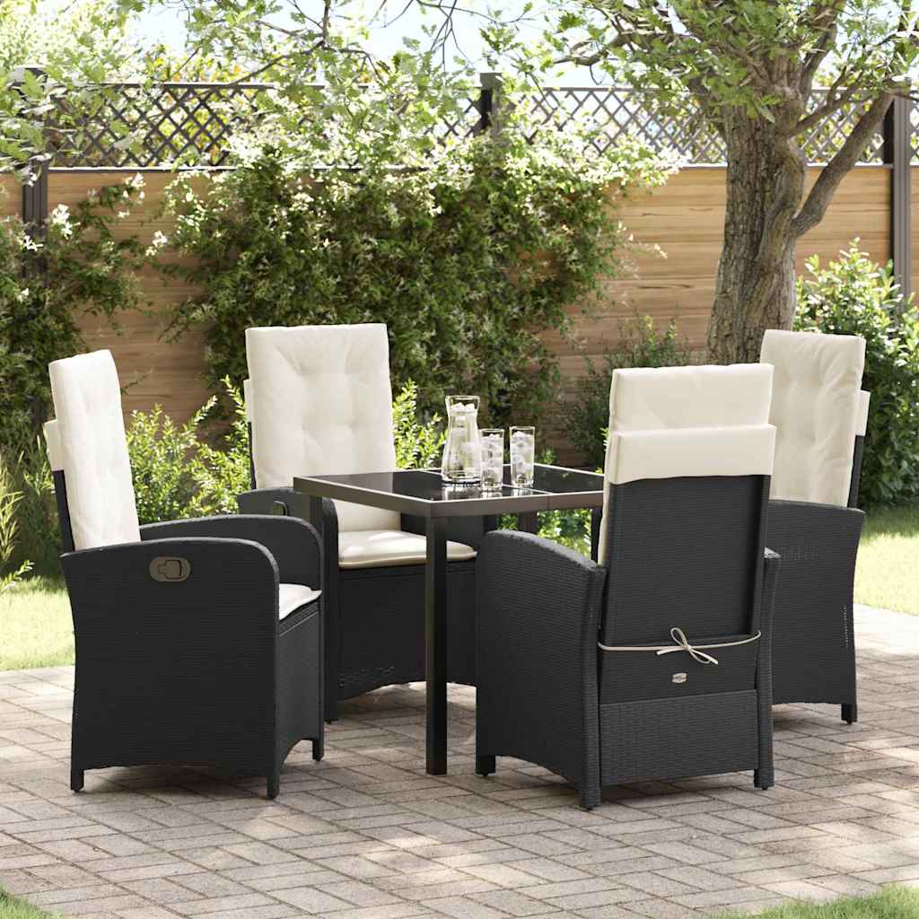 Have Spisebordssæt med pude 5 pcs Sort polyrattan