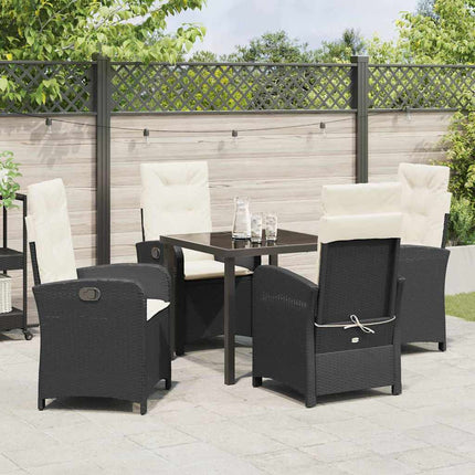 Have Spisebordssæt med pude 5 pcs Sort polyrattan
