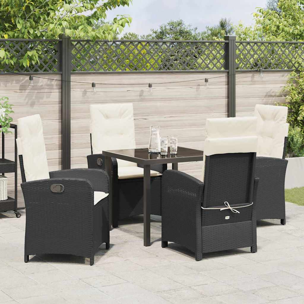 Have Spisebordssæt med pude 5 pcs Sort polyrattan