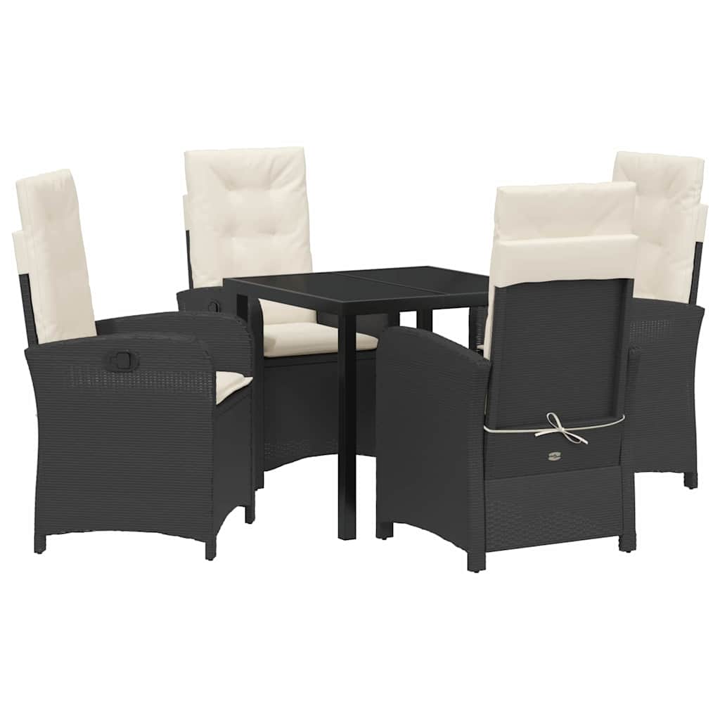 Have Spisebordssæt med pude 5 pcs Sort polyrattan