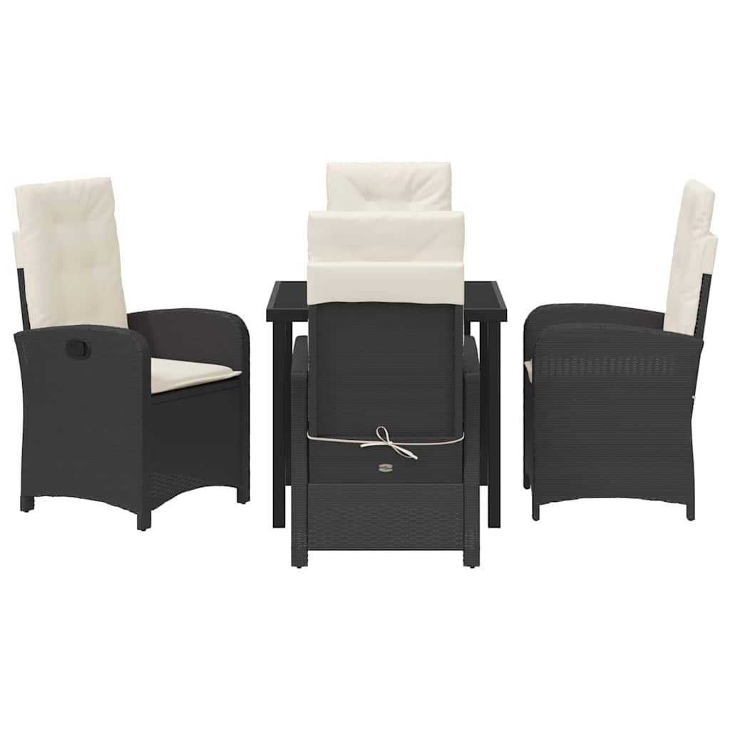 Have Spisebordssæt med pude 5 pcs Sort polyrattan