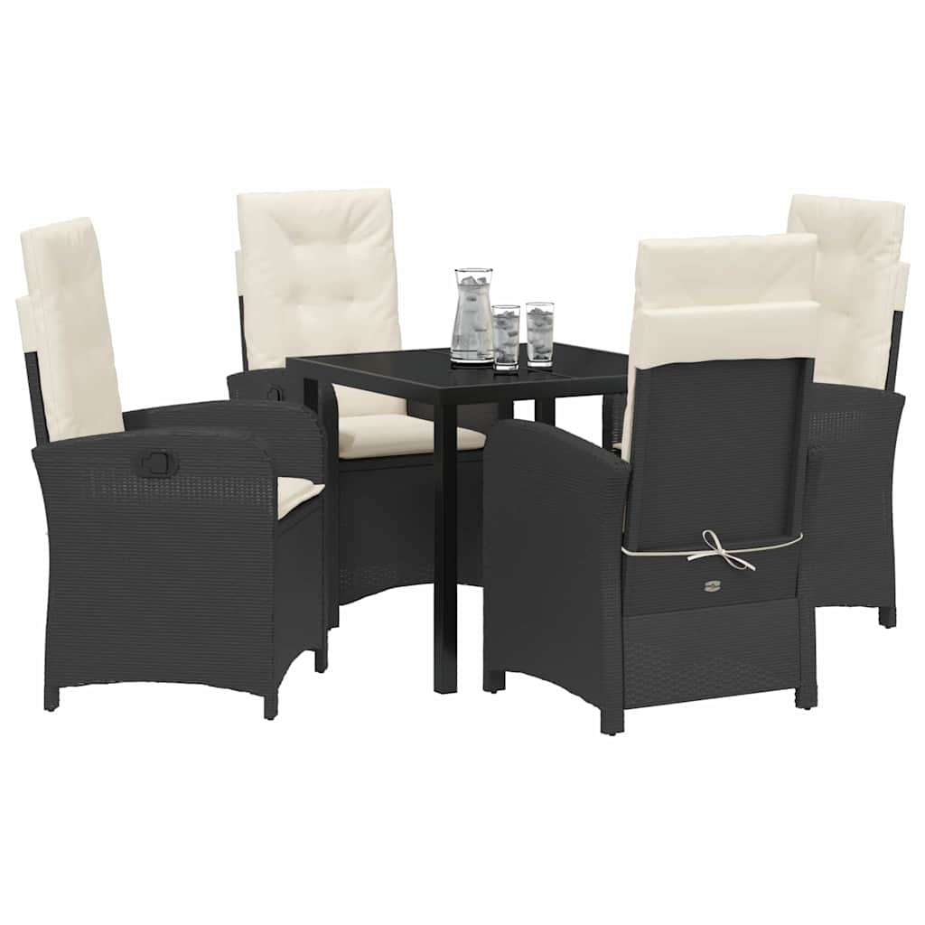 Have Spisebordssæt med pude 5 pcs Sort polyrattan