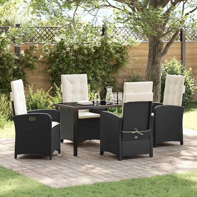 Have Spisebordssæt 5 stk. Sort polyrattan