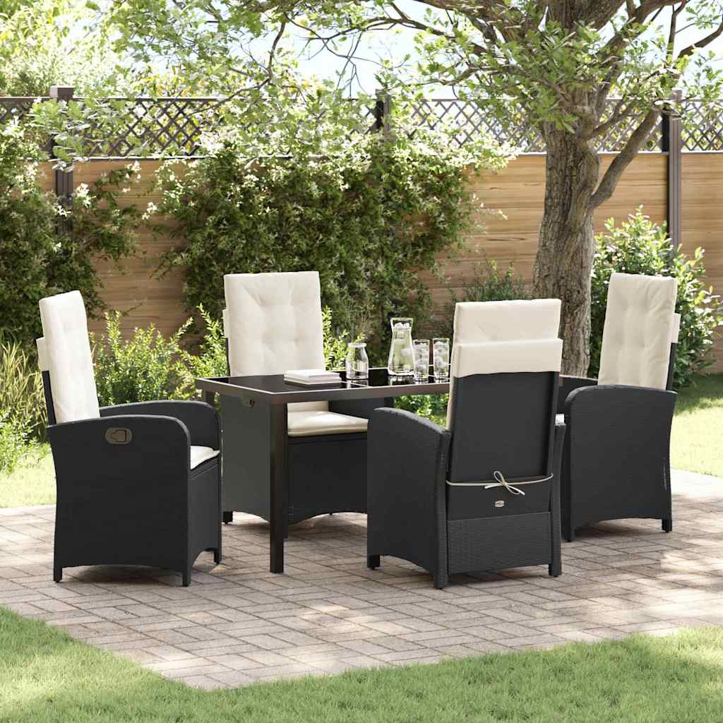 Have Spisebordssæt med pude 5 pcs Sort polyrattan