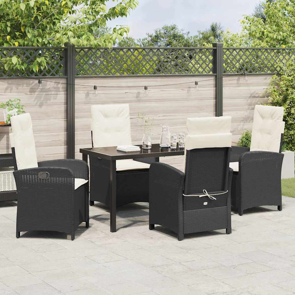 Have Spisebordssæt med pude 5 pcs Sort polyrattan
