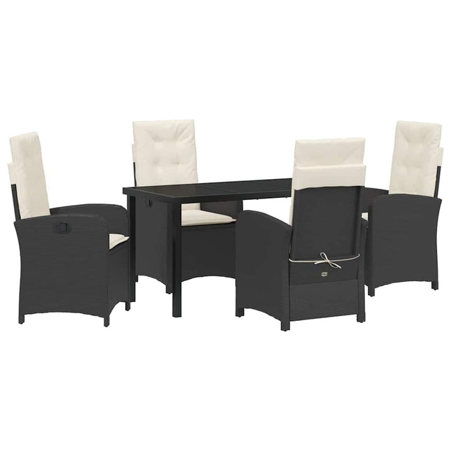 Have Spisebordssæt 5 stk. Sort polyrattan