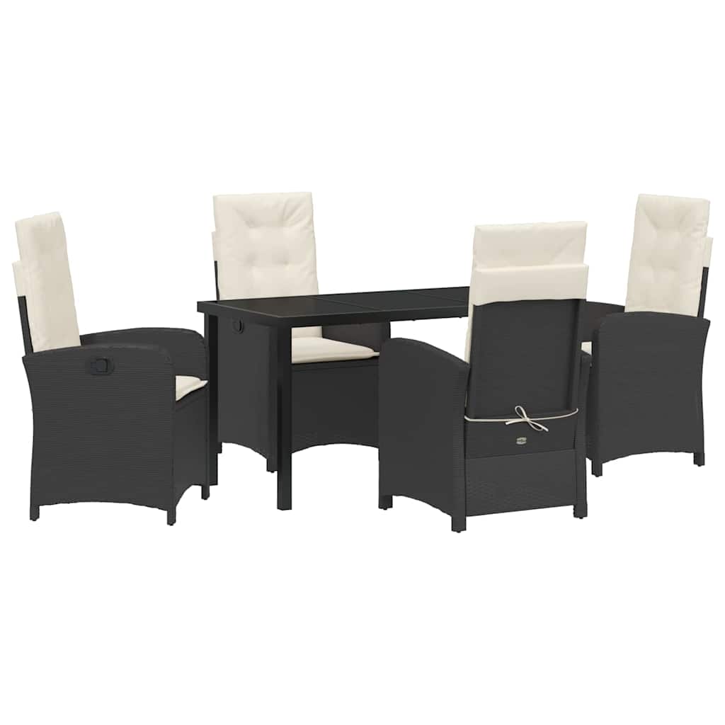 Have Spisebordssæt med pude 5 pcs Sort polyrattan