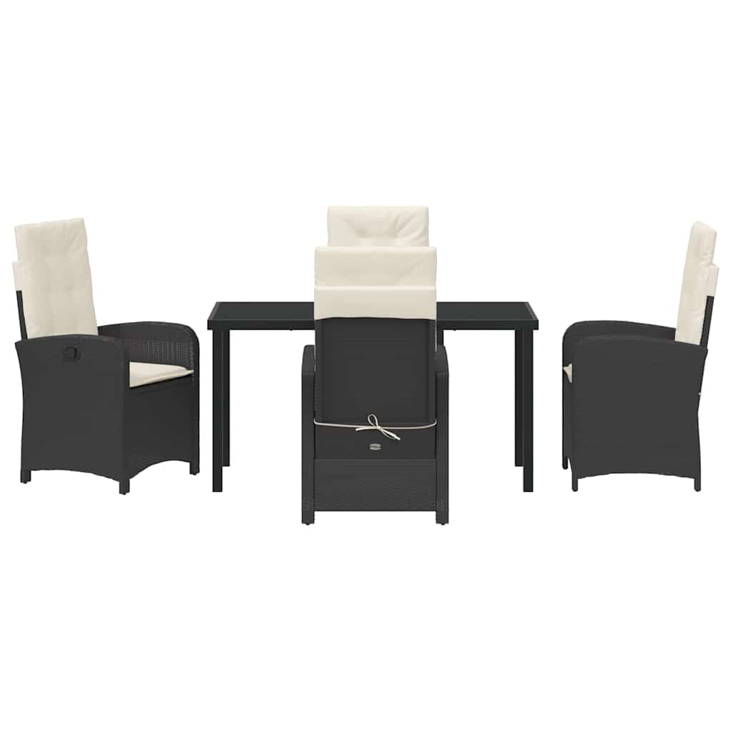 Have Spisebordssæt med pude 5 pcs Sort polyrattan