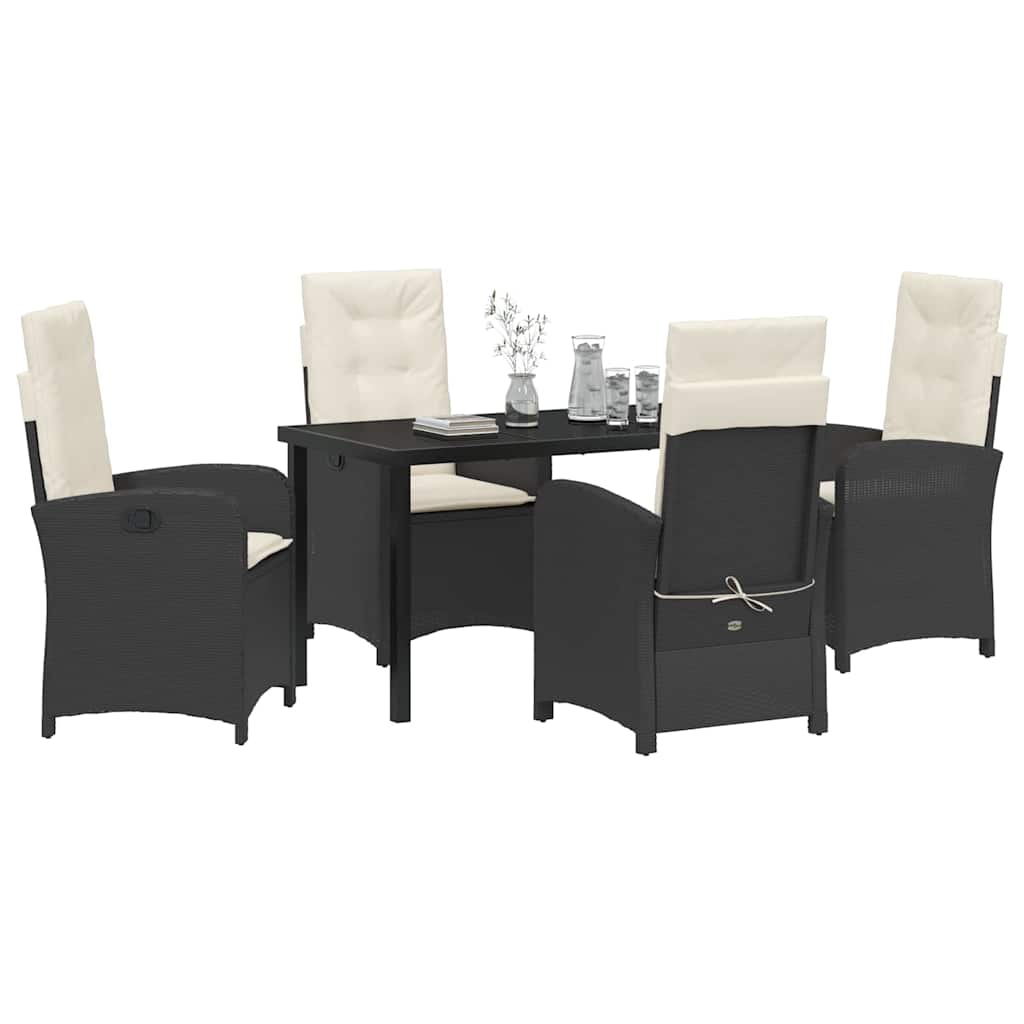 Have Spisebordssæt med pude 5 pcs Sort polyrattan