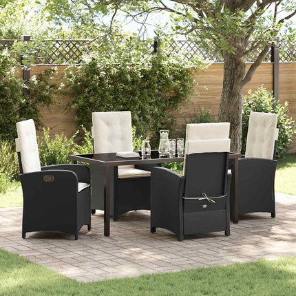 Have Spisebordssæt med pude 5 pcs Sort polyrattan