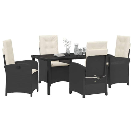 Have Spisebordssæt med pude 5 pcs Sort polyrattan