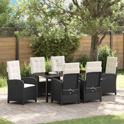 Have Spisebordssæt med pude 7 pcs Sort polyrattan