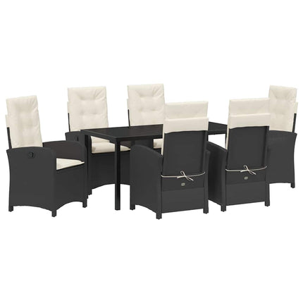 Have Spisebordssæt med pude 7 pcs Sort polyrattan