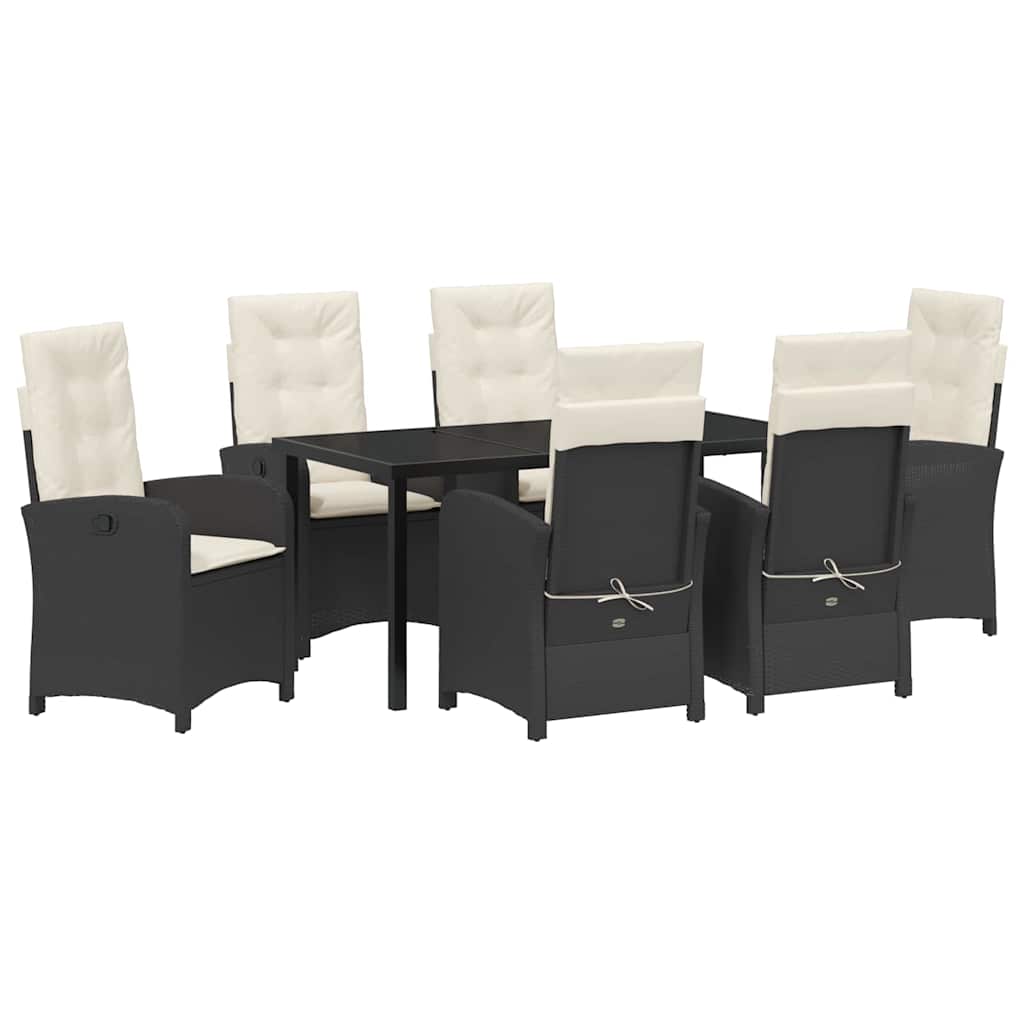 Have Spisebordssæt med pude 7 pcs Sort polyrattan