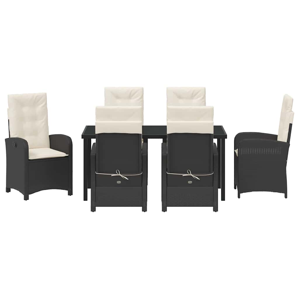 Have Spisebordssæt med pude 7 pcs Sort polyrattan