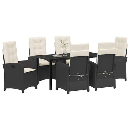 Have Spisebordssæt med pude 7 pcs Sort polyrattan