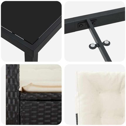 Have Spisebordssæt 7 stk. Sort polyrattan