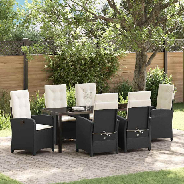 Have Spisebordssæt 7 stk. Sort polyrattan