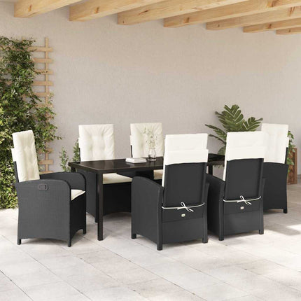 Have Spisebordssæt 7 stk. Sort polyrattan