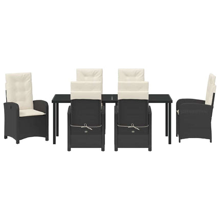 Have Spisebordssæt med pude 7 pcs Sort polyrattan