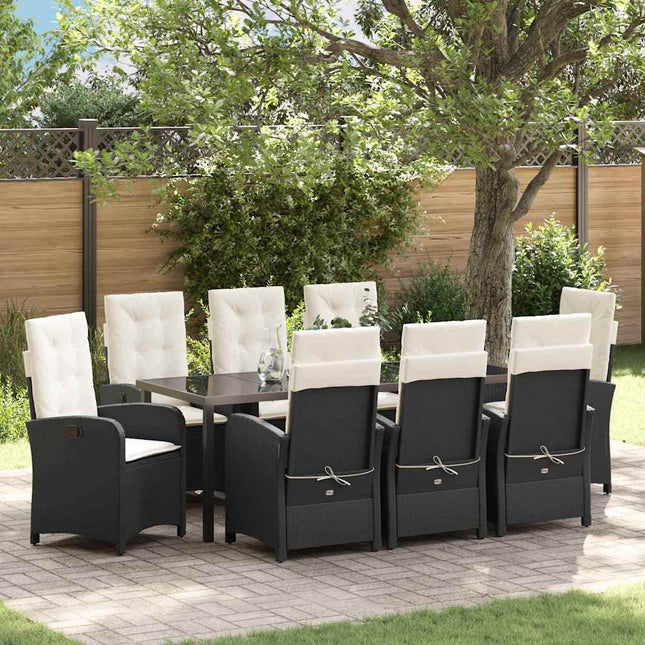 Have Spisebordssæt 9 stk. Sort polyrattan