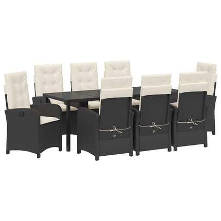 Have Spisebordssæt med pude 9 pcs Sort polyrattan