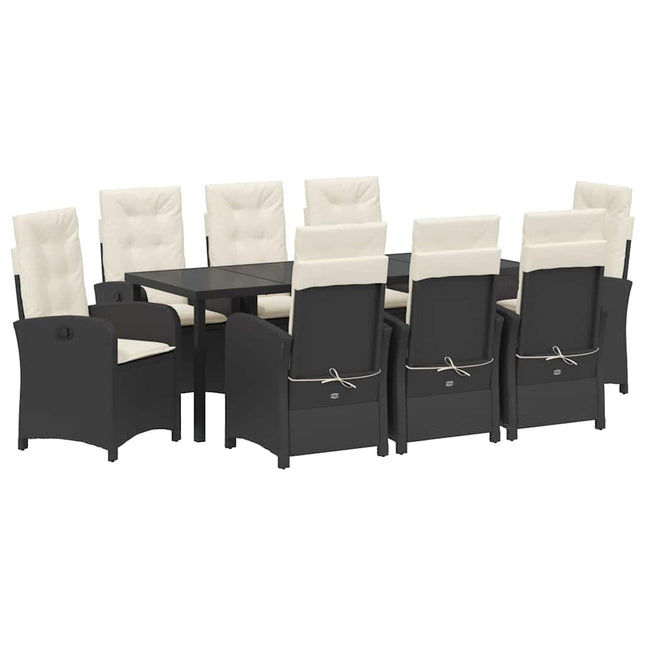 Have Spisebordssæt 9 stk. Sort polyrattan