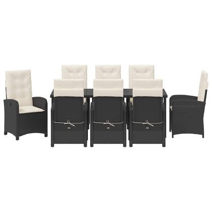 Have Spisebordssæt med pude 9 pcs Sort polyrattan