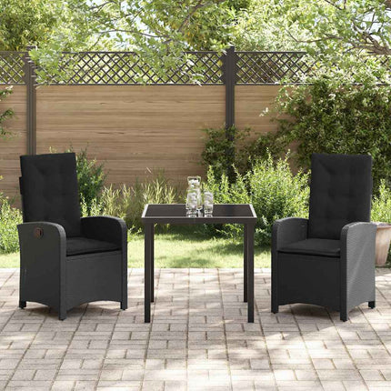 Have Spisebordssæt med pude 3 pcs Sort polyrattan