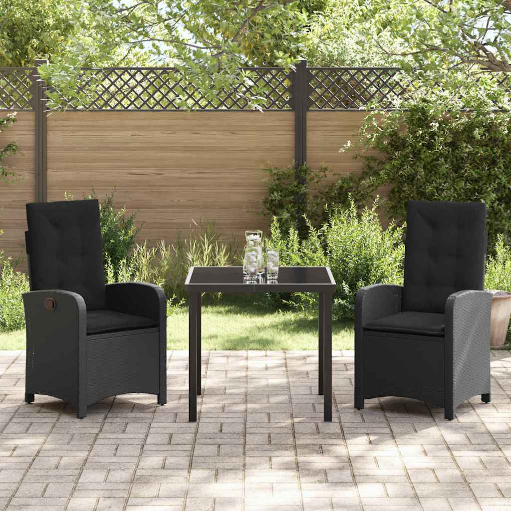Have Spisebordssæt med pude 3 pcs Sort polyrattan