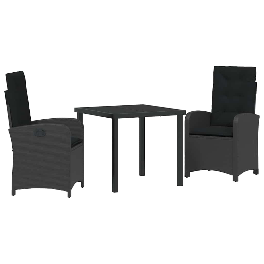 Have Spisebordssæt med pude 3 pcs Sort polyrattan