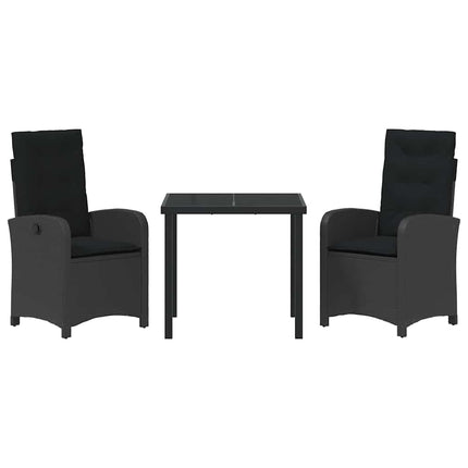 Have Spisebordssæt med pude 3 pcs Sort polyrattan