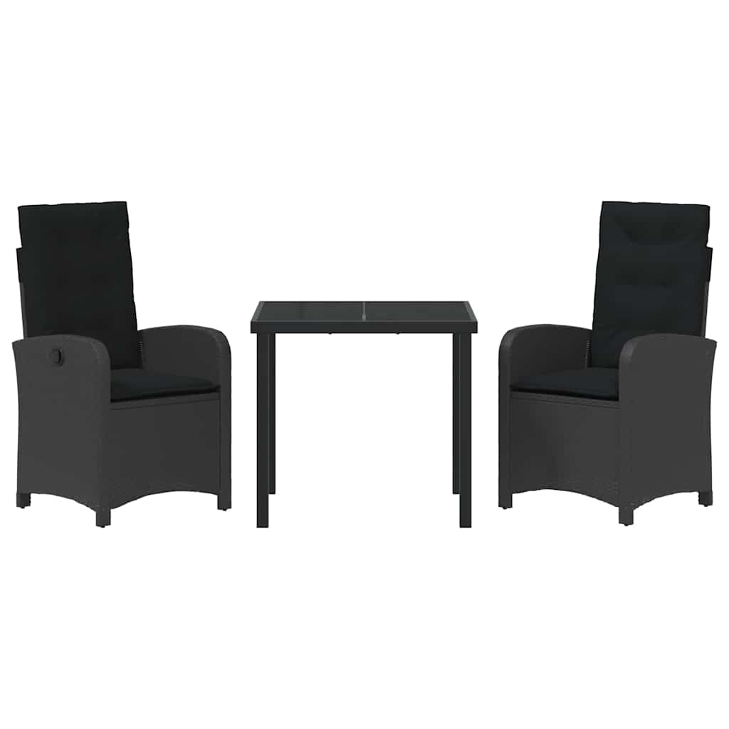 Have Spisebordssæt med pude 3 pcs Sort polyrattan