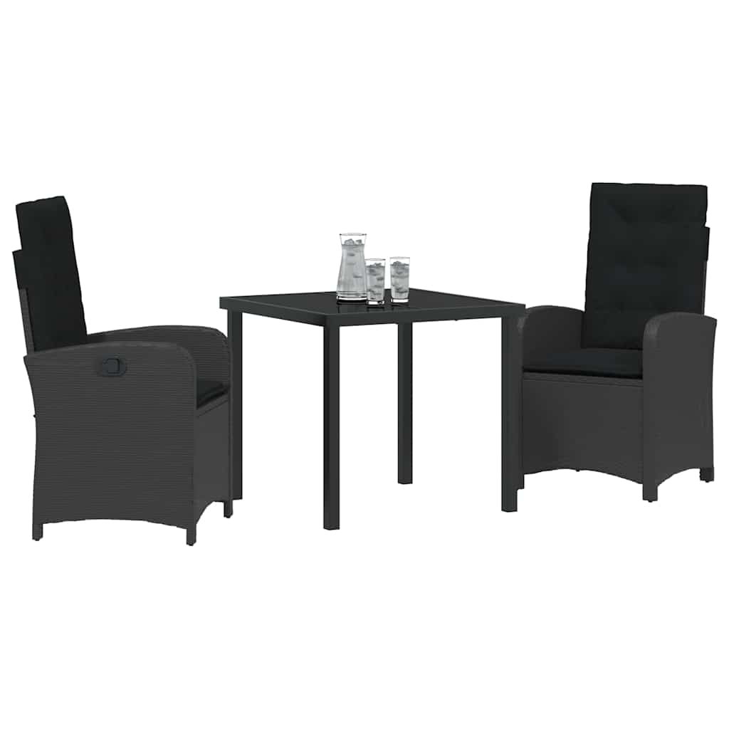 Have Spisebordssæt med pude 3 pcs Sort polyrattan