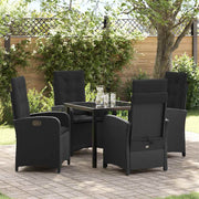 Have Spisebordssæt med pude 5 pcs Sort polyrattan