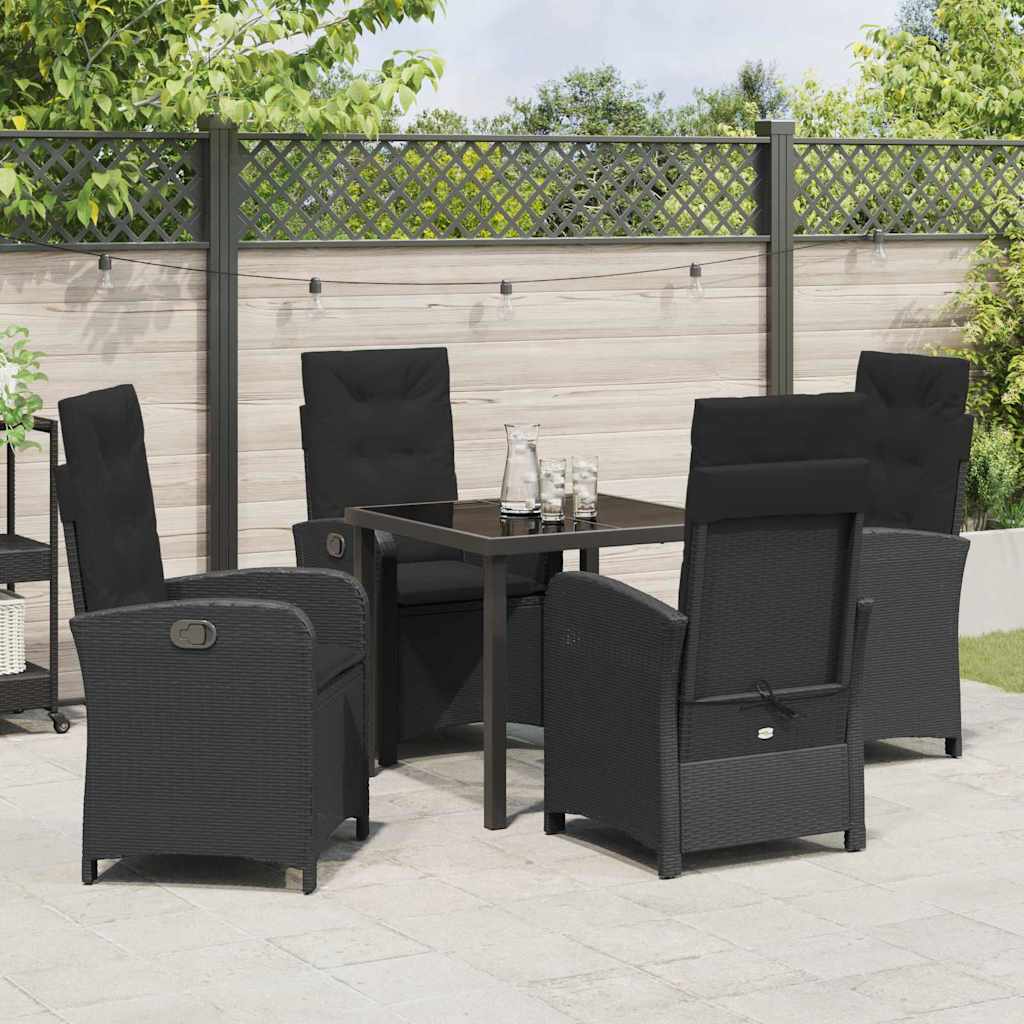 Have Spisebordssæt med pude 5 pcs Sort polyrattan