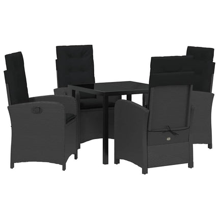 Have Spisebordssæt med pude 5 pcs Sort polyrattan