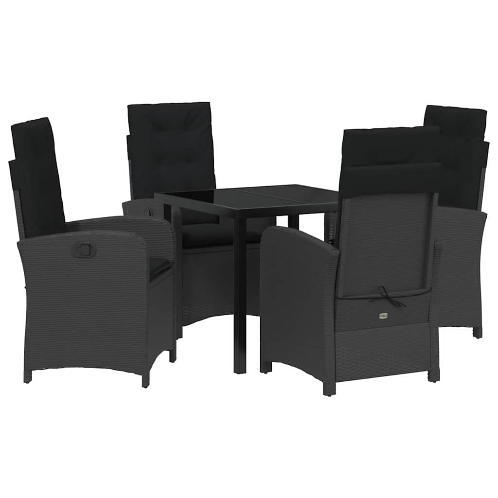 Have Spisebordssæt med pude 5 pcs Sort polyrattan
