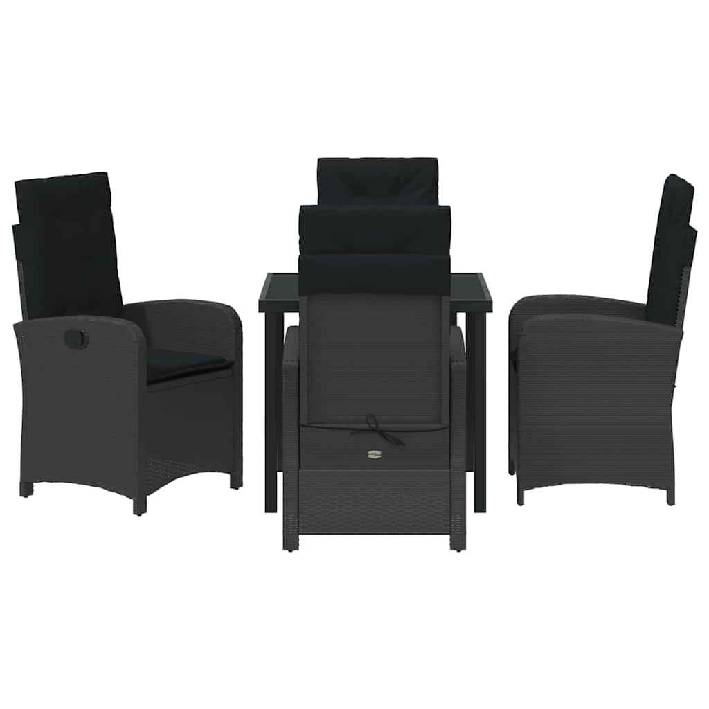 Have Spisebordssæt med pude 5 pcs Sort polyrattan
