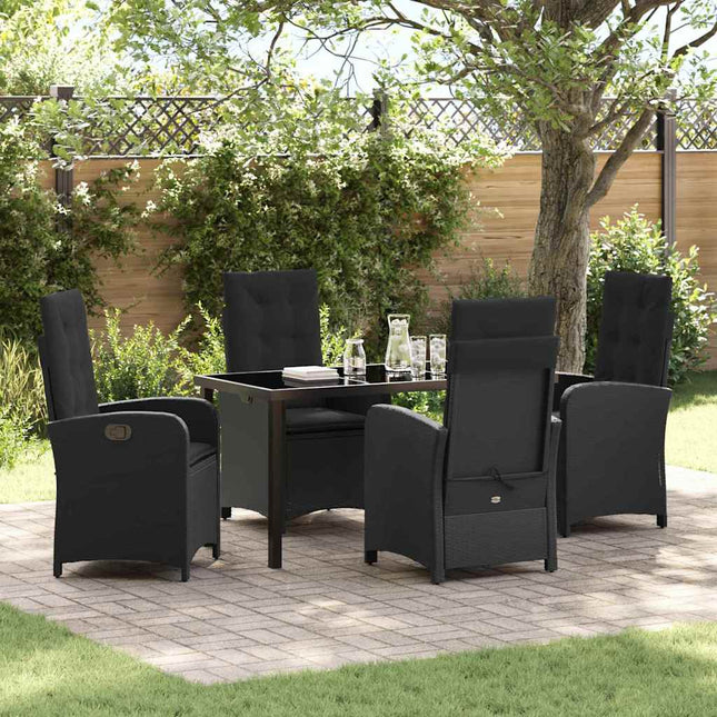Have Spisebordssæt 5 stk. Sort polyrattan