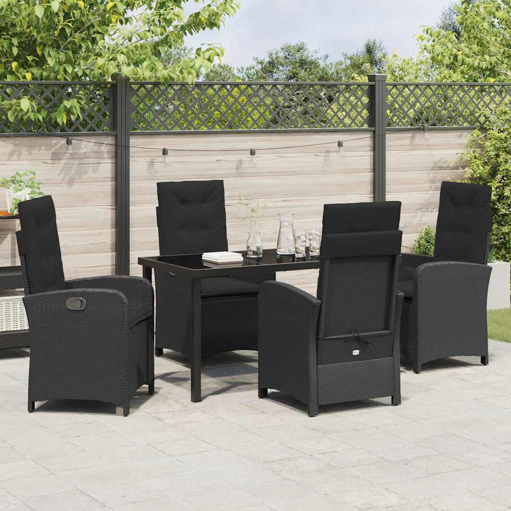 Have Spisebordssæt med pude 5 pcs Sort polyrattan