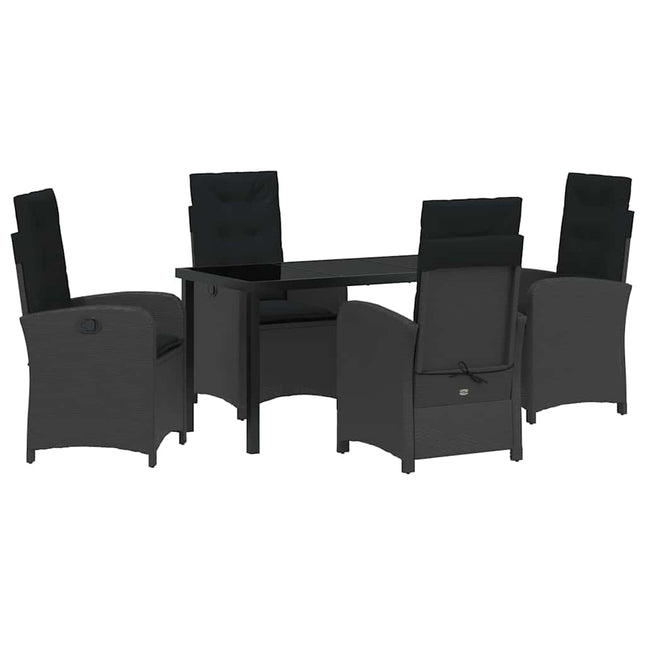 Have Spisebordssæt 5 stk. Sort polyrattan