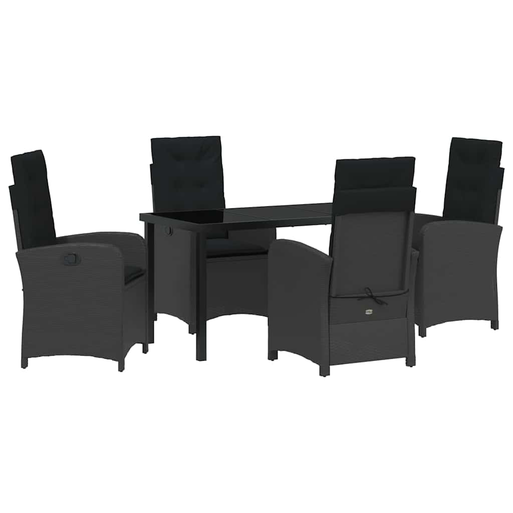 Have Spisebordssæt med pude 5 pcs Sort polyrattan