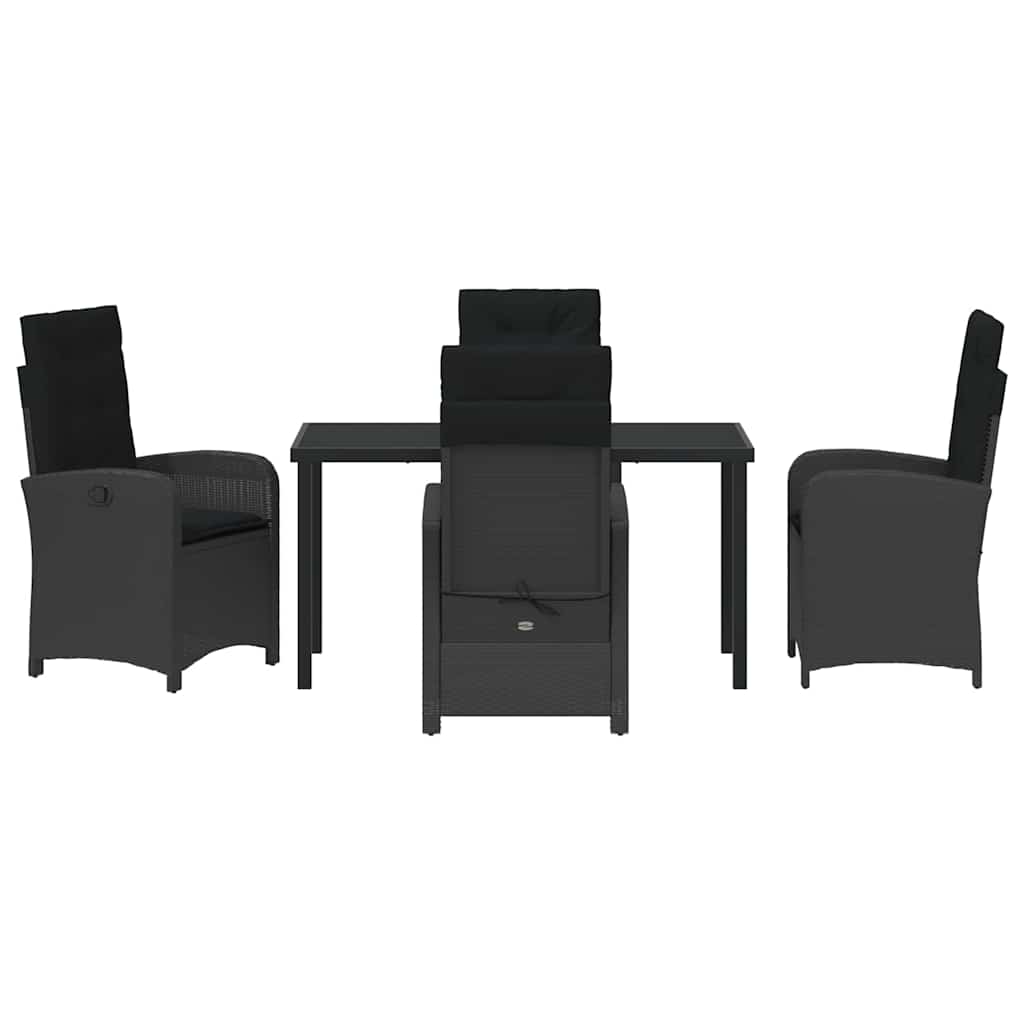 Have Spisebordssæt med pude 5 pcs Sort polyrattan