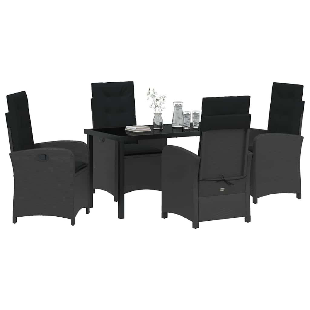 Have Spisebordssæt med pude 5 pcs Sort polyrattan