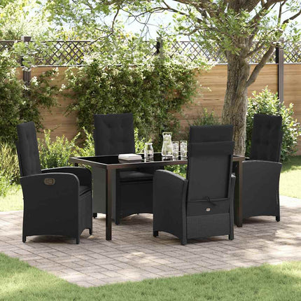 Have Spisebordssæt med pude 5 pcs Sort polyrattan