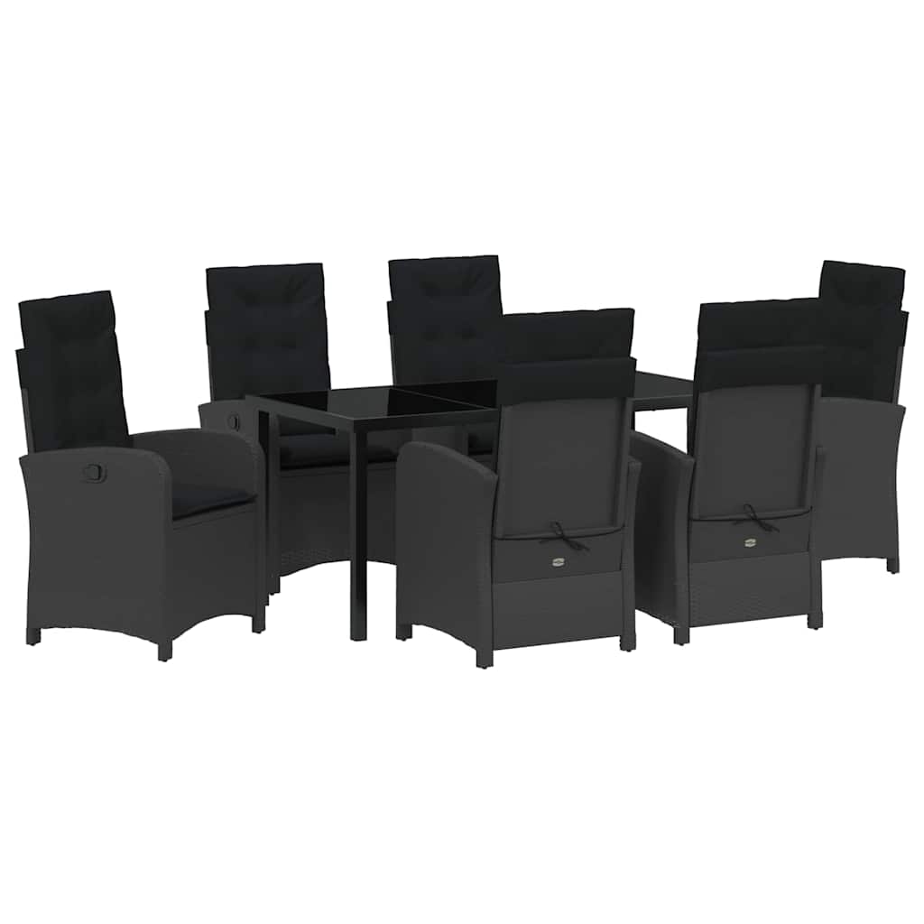 Have Spisebordssæt med pude 7 pcs Sort polyrattan
