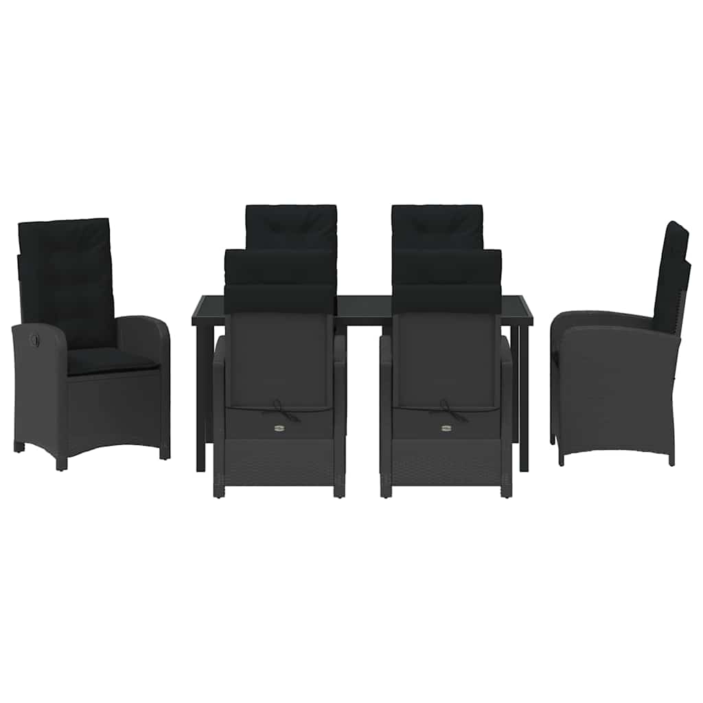 Have Spisebordssæt med pude 7 pcs Sort polyrattan