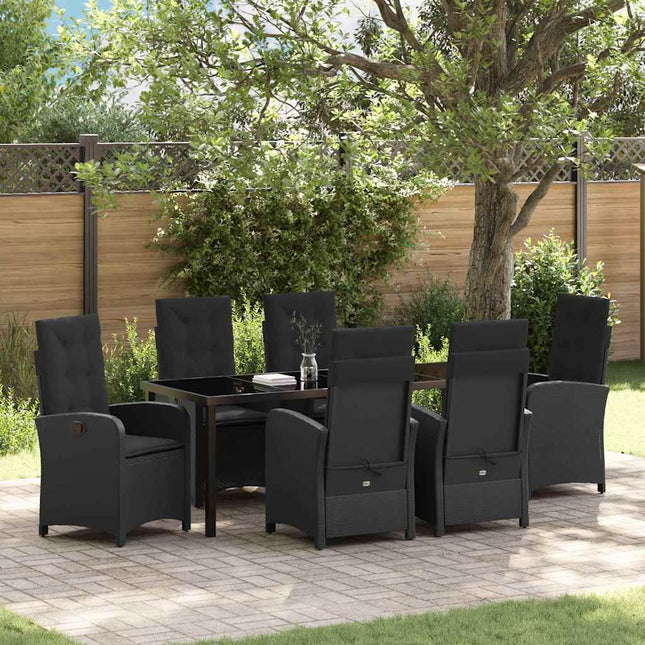 Have Spisebordssæt 7 stk. Sort polyrattan
