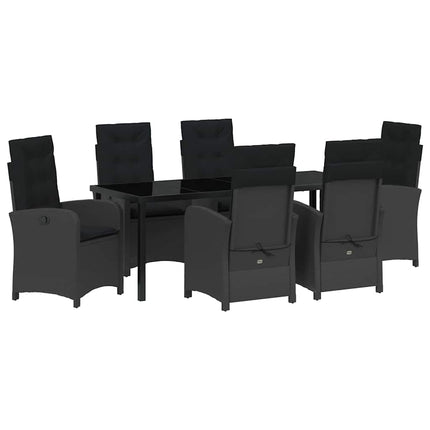 Have Spisebordssæt med pude 7 pcs Sort polyrattan